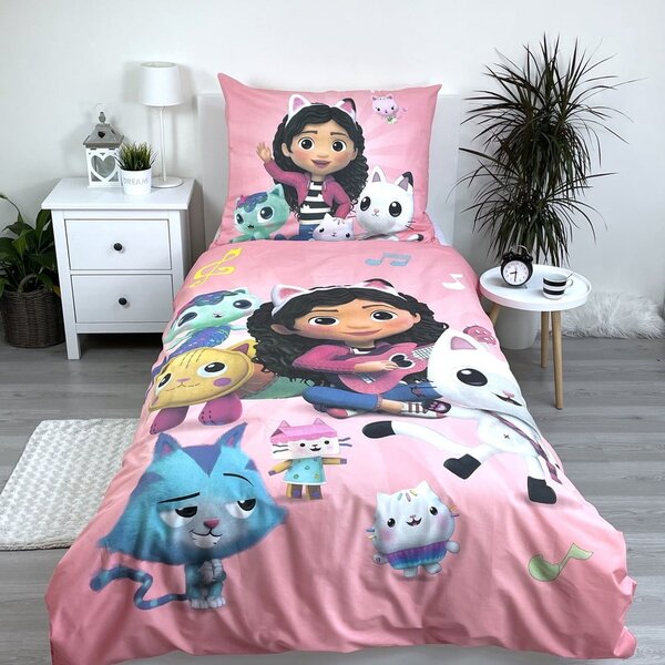 Памучно детско спално бельо за единично легло 140x200 cm Gabby's Dollhouse - Jerry Fabrics