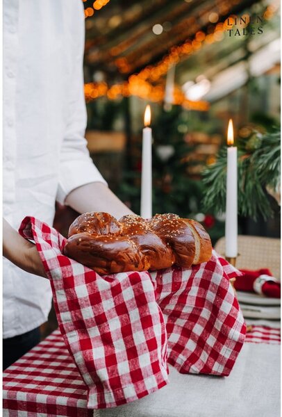 Ленена кърпа за съдове 45x65 cm Red Gingham – Linen Tales