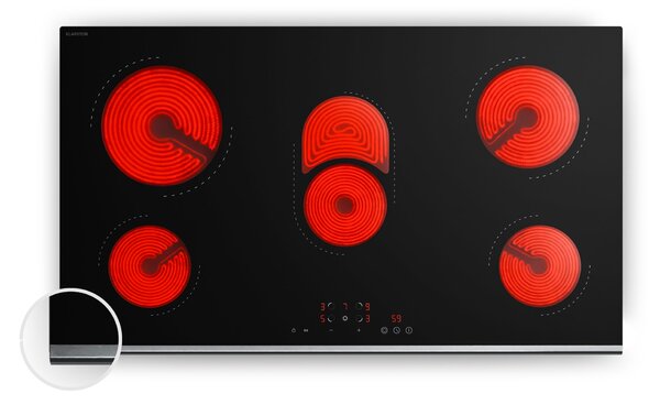 Klarstein Verosteel стъклокерамичен котлон | Минималистичен, мощен | 5 зони за готвене | 8400 W | 90 см