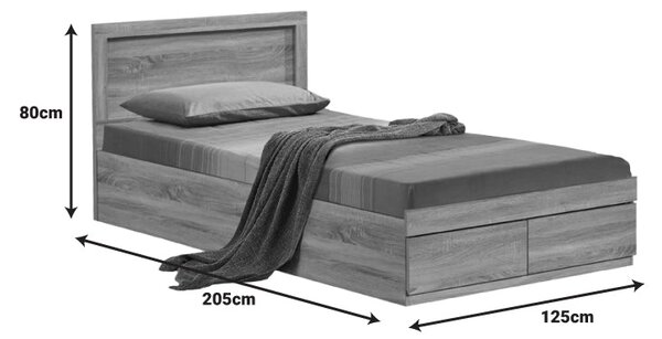 Легло OLYMPOS с чекмедже в светъл дъб 120x200см