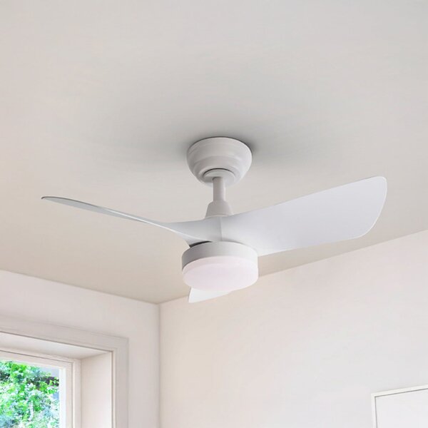 Schuller Valencia LED тавански вентилатор Tropic, бял, Ø 76 cm, тих, CCT, Затъмняване, Бял, Дневна/трапезария, Пластмаса, Модерен