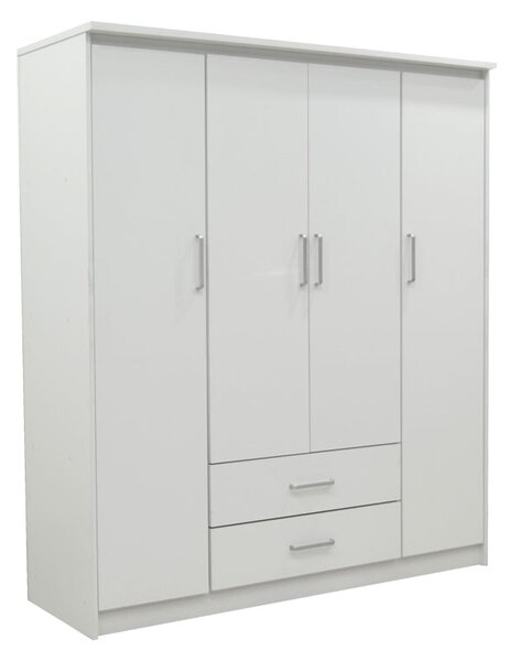 Гардероб OLYMPUS с 4 врати и чекмеджета в бял цвят 159x57x183см