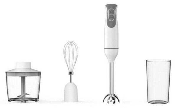 Пасатор Voltz OV51112NSC, с кана, чопър и бъркалка, 600W, 700ml обем, 2 степени на работа, бял
