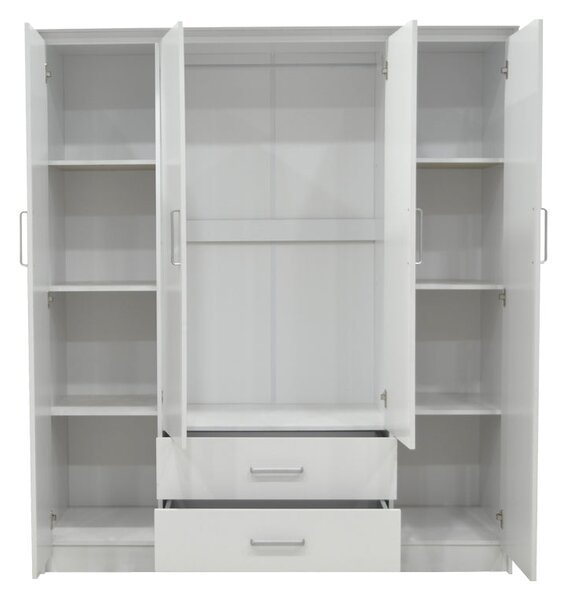 Гардероб OLYMPUS с 4 врати и чекмеджета в бял цвят 159x57x183см