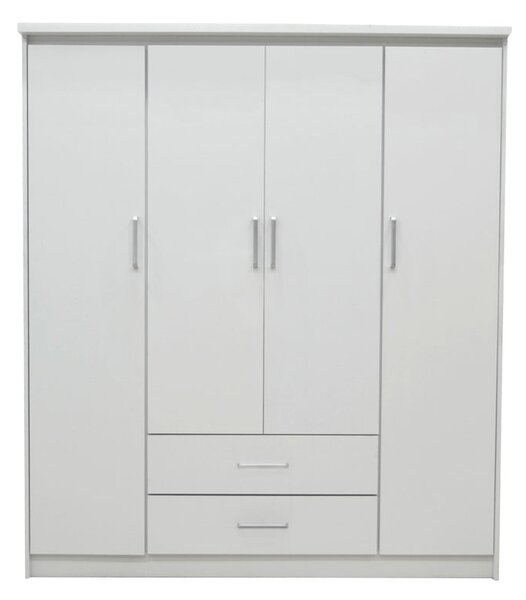 Гардероб OLYMPUS с 4 врати и чекмеджета в бял цвят 159x57x183см