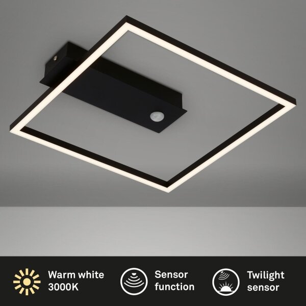 Briloner 3770-015 - LED таванно осветително тяло с вграден сензор FRAME LED/14W/230V 3000K 32x30 cm черно