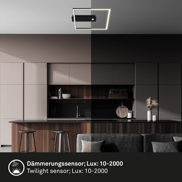 Briloner 3770-015 - LED таванно осветително тяло с вграден сензор FRAME LED/14W/230V 3000K 32x30 cm черно