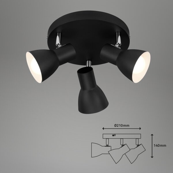 Briloner 2860-035 - точково осветително тяло CUP 3xE14/25W/230V черно
