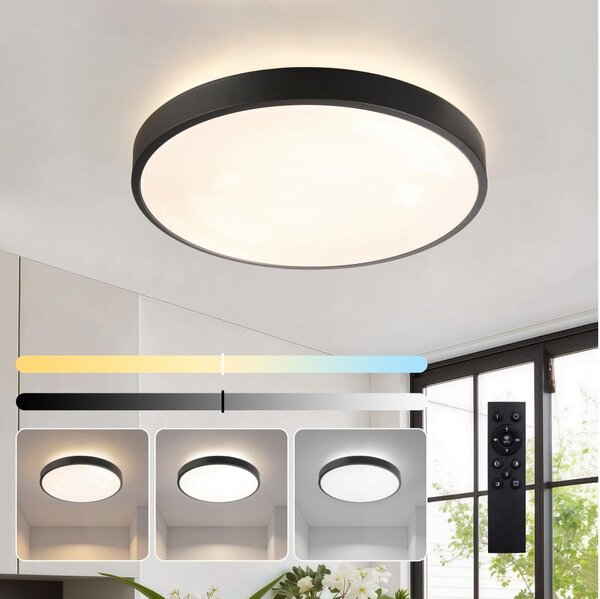 Brilagi - Димируемо LED осветително тяло GLASS POOL DOUBLE LED/48W/230V 40 cm черно + дистанционно управление