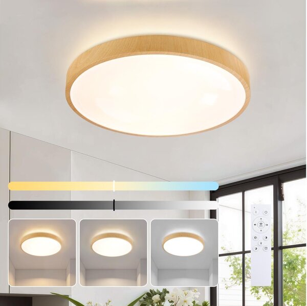 Brilagi-LED димируемо осветително тяло GLASS POOL DOUBLE LED/48W/230V 40 см дървесен декор + дистанционно управление