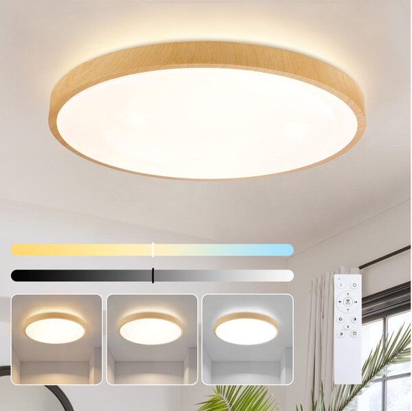 Brilagi-LED димируемо осветително тяло GLASS POOL DOUBLE LED/80W/230V 60 см дървесен декор + дистанционно управление