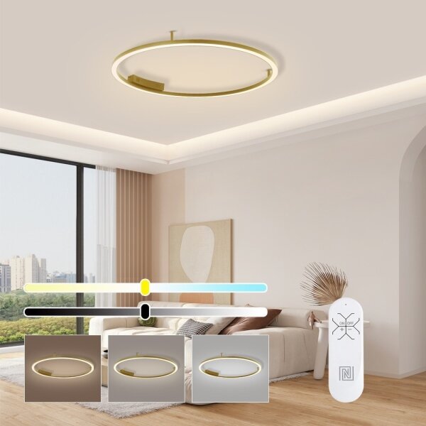 Immax NEO 07291-80G - LED+CCT с възможност за димиране таванен плафон FINO 55W/230V Tuya Ø 80 см + дистанционно управление