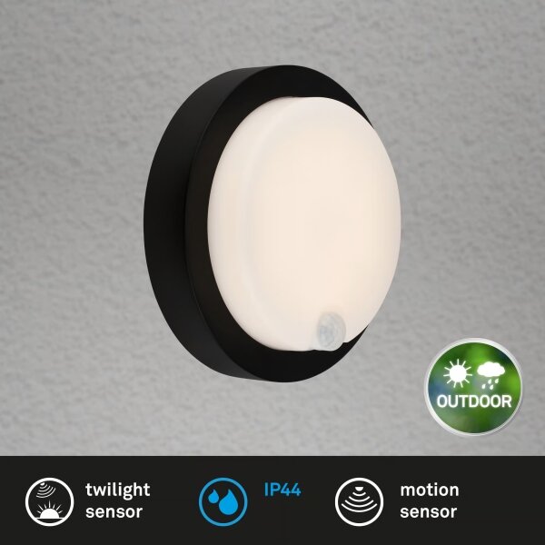 Brilo - LED акумулаторно външно стен��но осветително тяло със сензор LED/4W/5V 4400 mAh IP44 черно