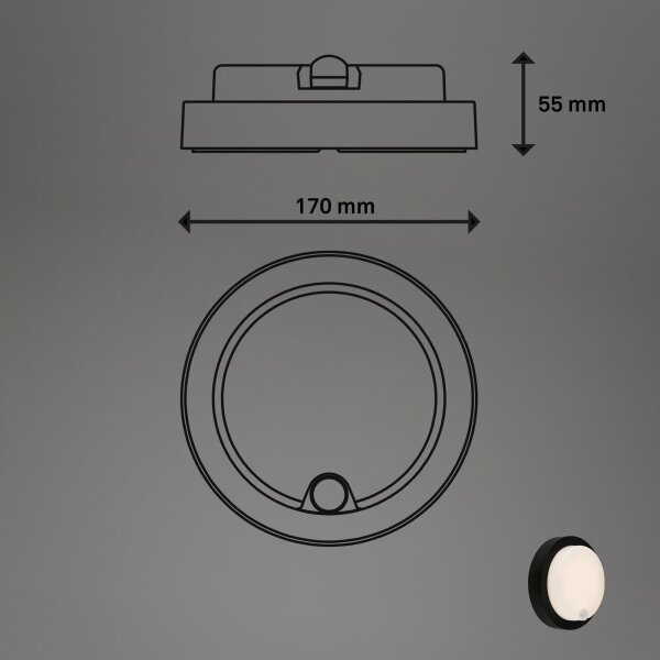 Brilo - LED акумулаторно външно стен��но осветително тяло със сензор LED/4W/5V 4400 mAh IP44 черно