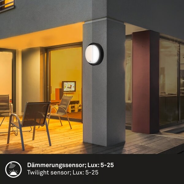Brilo - LED акумулаторно външно стен��но осветително тяло със сензор LED/4W/5V 4400 mAh IP44 черно