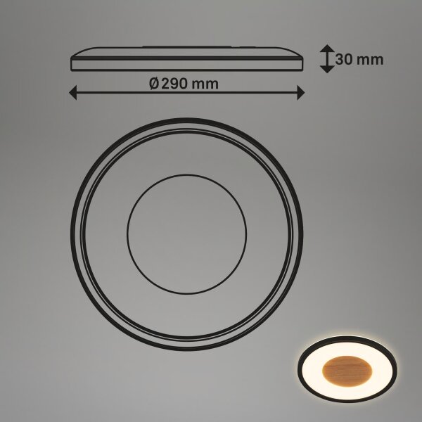 Brilo - LED таванно осветително тяло SUFIT WOOD LED/18W/230V 3000K Ø 29 см