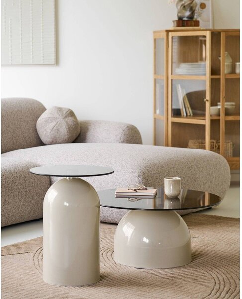 Бежова кръгла масичка за кафе със стъклен плот ø 70 cm Ravello – House Nordic