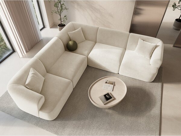 Бежов кадифен ъглов диван Campi – Cosmopolitan Design