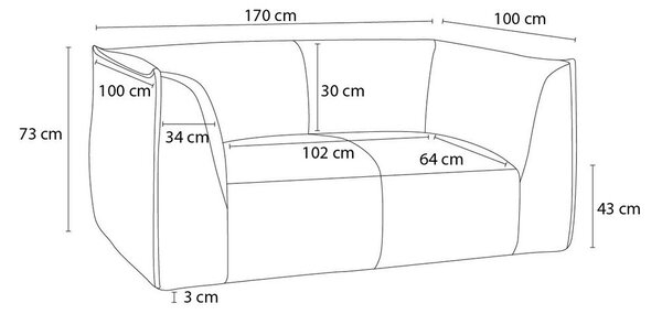 Бежов диван от рипсено кадифе 170 cm Giorgia – Bobochic Paris