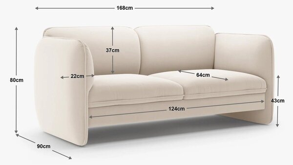 Кафяв кадифен диван 168 cm Georgia – Micadoni