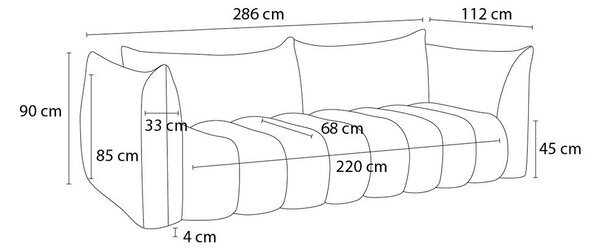 Бял диван от прежда с примки от букле 286 cm Azra – Bobochic Paris