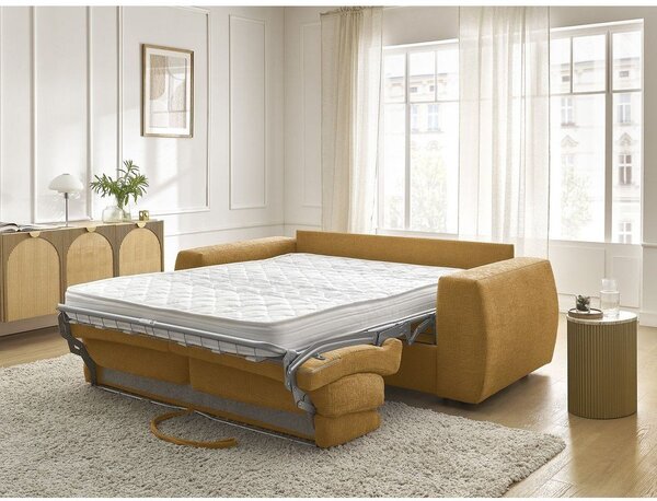 Шенилов диван за ежедневно спане/сгъваем в цвят горчица 240 cm Hugo – Bobochic Paris