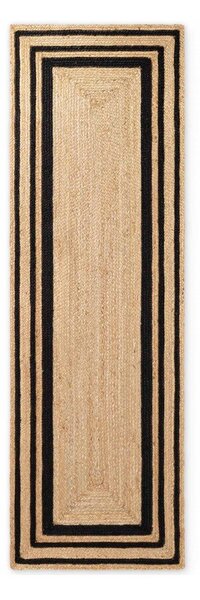 Черна/в естествен цвят двустранна/ръчно изработена ютена пътека 80x250 cm Looma – Hanse Home