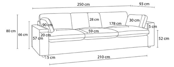 Розов диван 250 cm Belair – Bobochic Paris