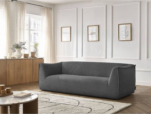 Тъмносив диван от рипсено кадифе 242 cm Giorgia – Bobochic Paris