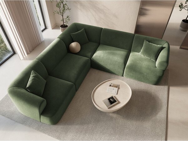 Зелен кадифен ъглов диван Campi – Cosmopolitan Design