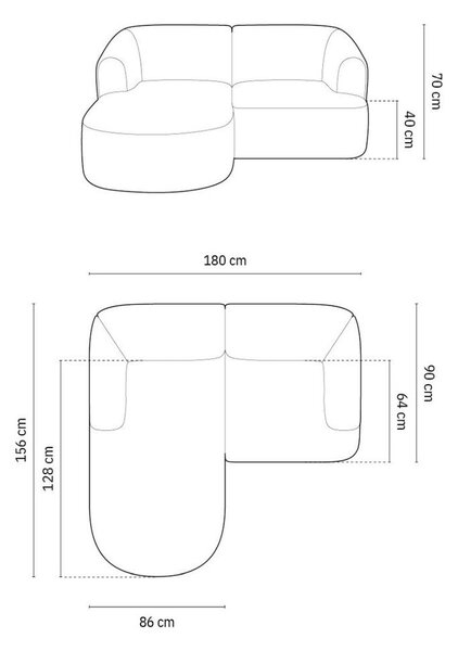 Бежов ъглов диван от рипсено кадифе (ляв ъгъл) Campi – Cosmopolitan Design