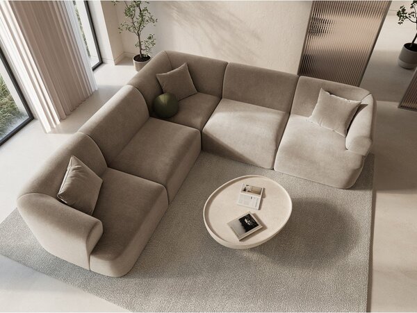 Светлокафяв кадифен ъглов диван Campi – Cosmopolitan Design