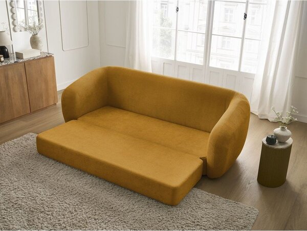 Шенилов сгъваем диван в цвят горчица 228 cm Neyo – Bobochic Paris