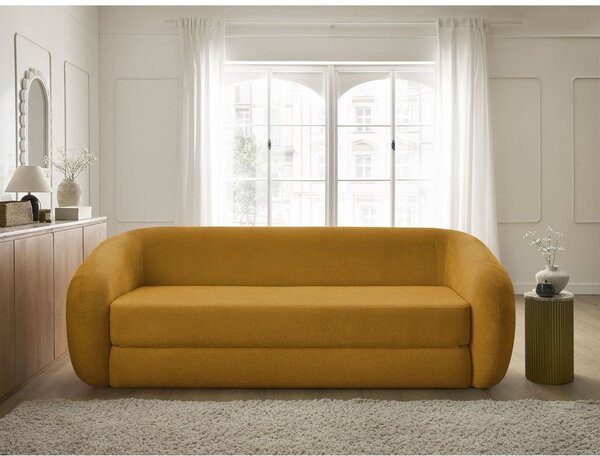 Шенилов сгъваем диван в цвят горчица 228 cm Neyo – Bobochic Paris