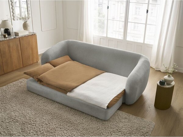 Светлосив шенилов сгъваем диван 228 cm Neyo – Bobochic Paris