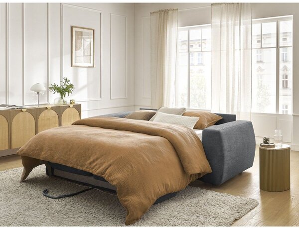 Тъмносив шенилов диван за ежедневно спане/сгъваем 220 cm Hugo – Bobochic Paris