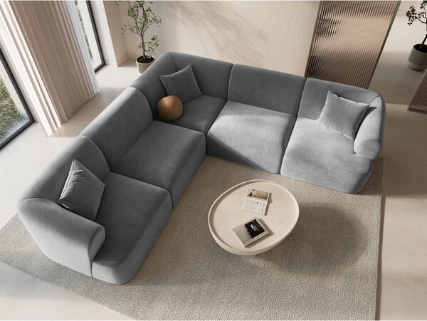 Светлосив кадифен ъглов диван Campi – Cosmopolitan Design