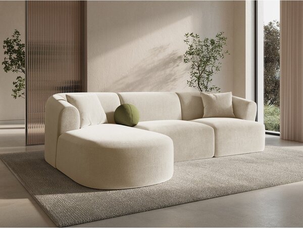 Бежов кадифен ъглов диван (ляв ъгъл) Campi – Cosmopolitan Design
