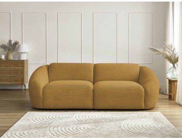 Диван от рипсено кадифе в цвят горчица 250 cm Tina – Bobochic Paris