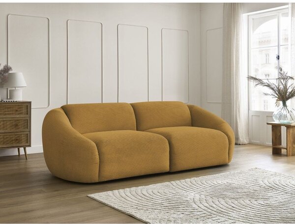 Диван от рипсено кадифе в цвят горчица 250 cm Tina – Bobochic Paris