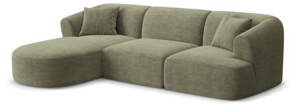 Зелен ъглов диван от рипсено кадифе (ляв ъгъл) Campi – Cosmopolitan Design