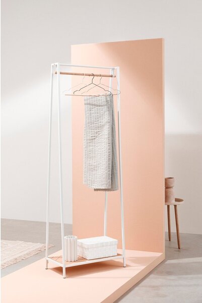 Бяла/в естествен цвят стоманена стойка за дрехи 63x180x34 cm Haldor – Yes Everyday