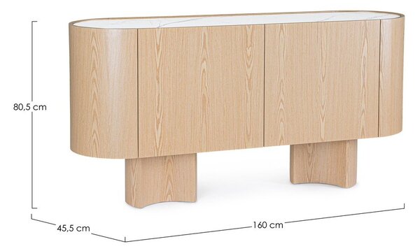 Скрин от декор от дъб в светло естествен цвят 160x80,5x45,5 cm Otilia – Bizzotto