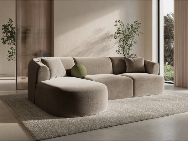 Светлокафяв кадифен ъглов диван (ляв ъгъл) Campi – Cosmopolitan Design