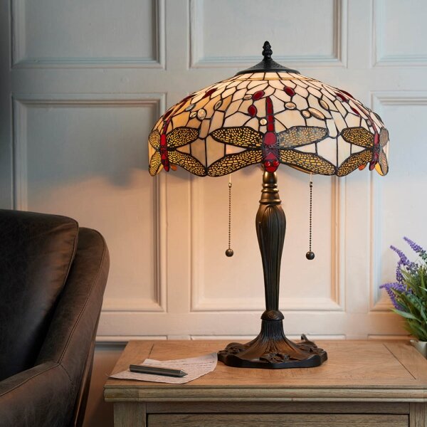 Endon 64085 - Настолна лампа Tiffany DRAGONFLY 2xE27/60W/230V, диаметър 41 cm