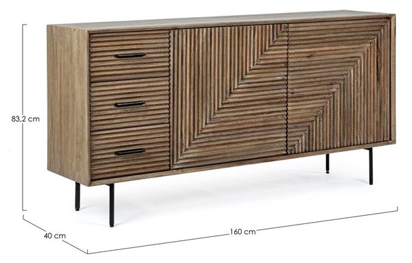 Скрин от масивно манго в естествен цвят 160x83x40 cm Darsey – Bizzotto