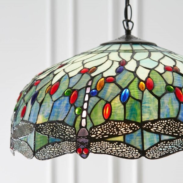 Endon 66148 - Полилей на верига Tiffany DRAGONFLY, 3xE27/60W/230V, Ø 50 см