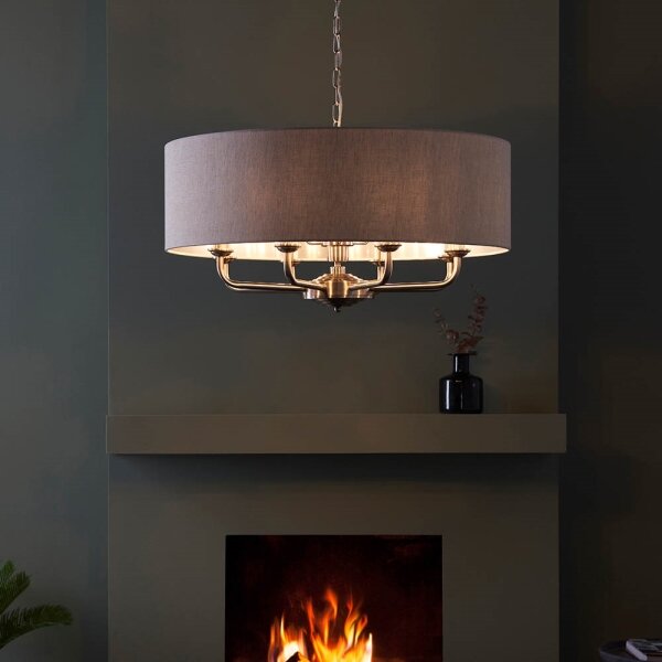 Endon 99152 - Пендел HIGHCLERE 8xE14/40W/230V сив/матов хром
