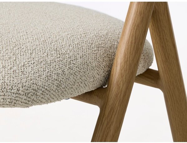 Кремав/в естествен цвят тапициран трапезен стол с подлакътници Frances – Unique Furniture