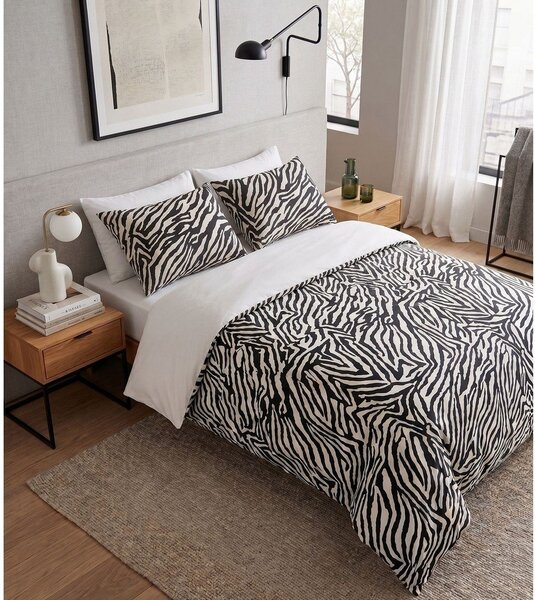 Черно единично спално бельо 200x140 cm Zebra – Mijolnir
